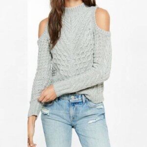NWT New Express Wool Blend Cold Shoulder Chunky Knit Sweater Size XS